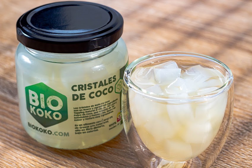 Biokoko Colombia, Nata de coco, Agua y Limonada de coco y Cristales de Nata de Coco, NanoCelulosa, Celdas de coco, Bio Coco